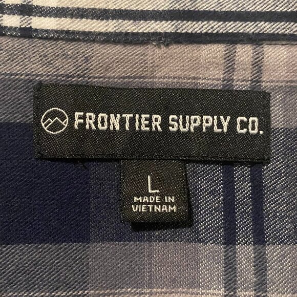 Frontier Supply Co. Men's Button Up Flannel Plaid Blue Grey Size Large - Picture 7 of 8